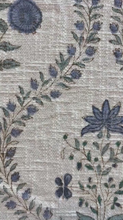 Handblock Print Cotton Sofa Throw Blue Trelis - Jaipur Artisan Slub Cotton Blanket/Table Cloth
