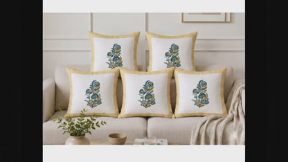 Embroidered Paisley Hand Block Print Hand Block Cushion Cover