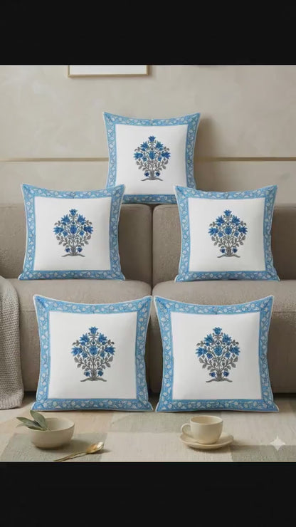 Jaipuri Pink Block Handmade Print Cushion Cover