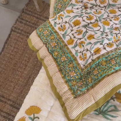 Indian Hand Block Printed Floral Hand Block Cotton Lightweight Doona
