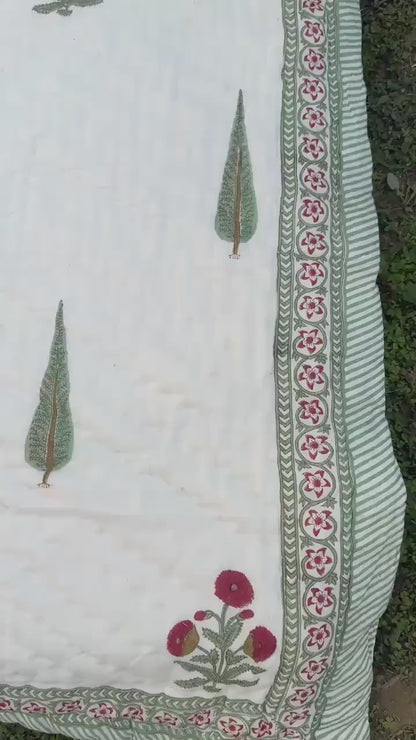 Heritagewear Hand Block Printed Reversible Cotton Quilt