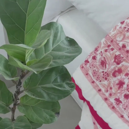 Pink Red Printed Reversible Cotton Duvet Quilt