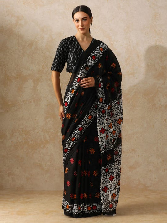 Classic Jaipuri Printed Cotton Mulmul Saree for Women