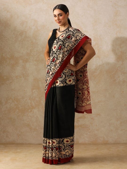 Classic Jaipuri Printed Cotton Mulmul Saree for Women