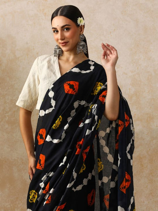 Classic Jaipuri Printed Cotton Mulmul Saree for Women