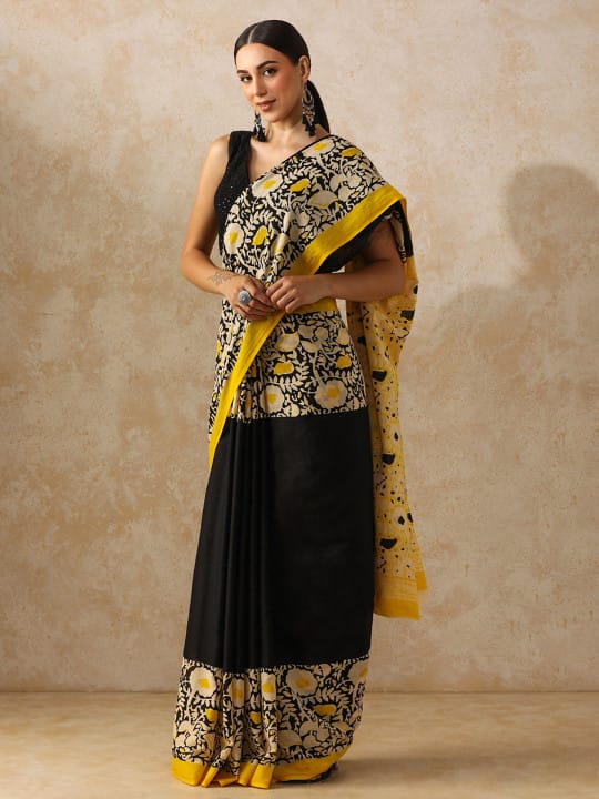 Classic Jaipuri Printed Cotton Mulmul Saree for Women