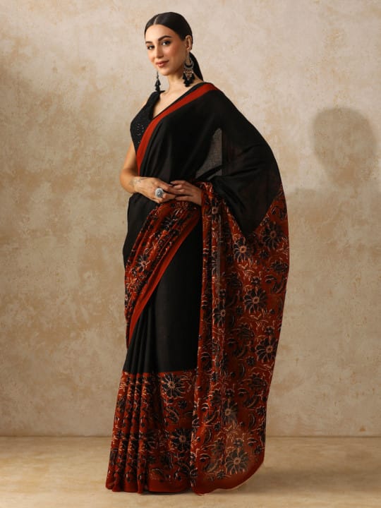 Classic Jaipuri Printed Cotton Mulmul Saree for Women