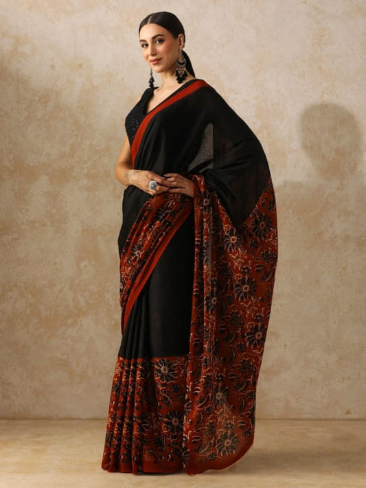 Classic Jaipuri Printed Cotton Mulmul Saree for Women