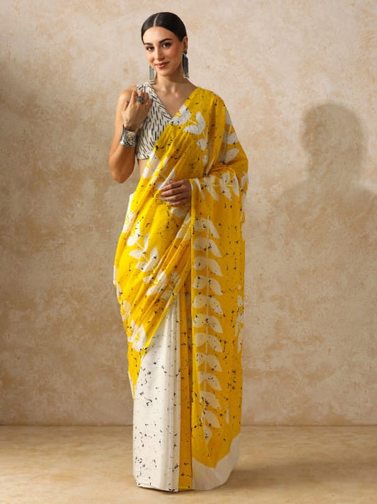 Classic Jaipuri Printed Cotton Mulmul Saree for Women
