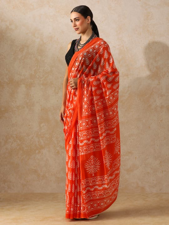 Classic Jaipuri Printed Cotton Mulmul Saree for Women