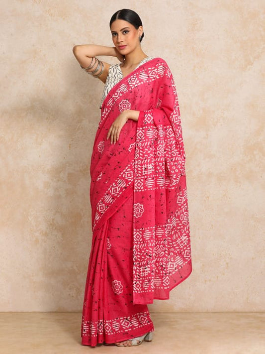 Classic Jaipuri Printed Cotton Mulmul Saree for Women