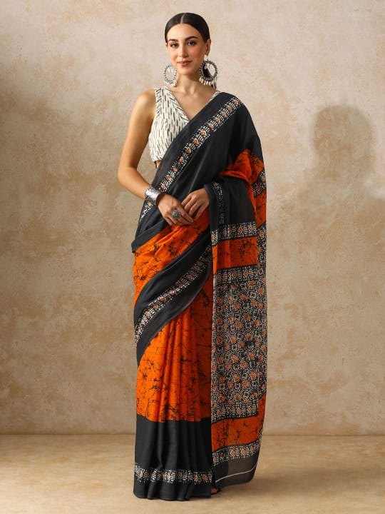 Classic Jaipuri Printed Cotton Mulmul Saree for Women