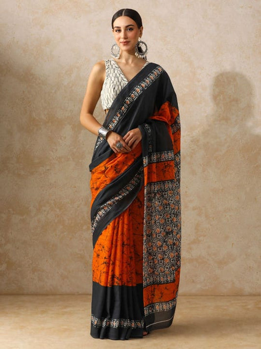 Classic Jaipuri Printed Cotton Mulmul Saree for Women