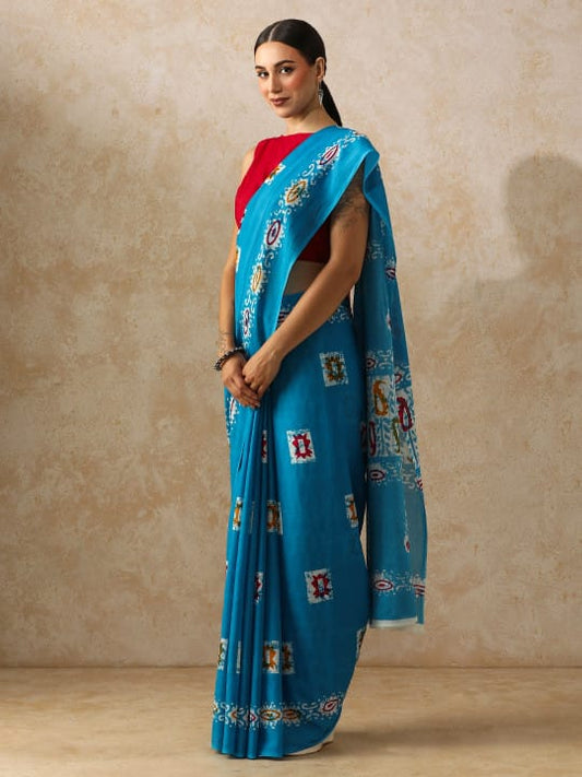 Classic Jaipuri Printed Cotton Mulmul Saree for Women