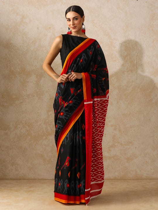 Classic Jaipuri Printed Cotton Mulmul Saree for Women