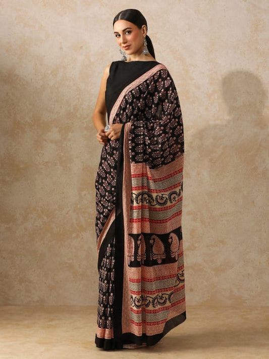 Classic Jaipuri Printed Cotton Mulmul Saree for Women