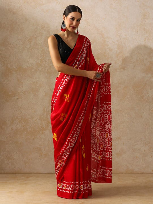 Classic Jaipuri Printed Cotton Mulmul Saree for Women