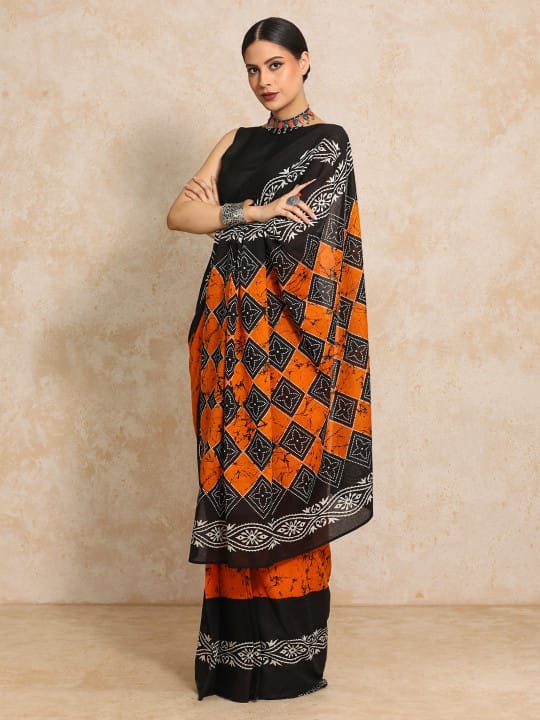 Classic Jaipuri Printed Cotton Mulmul Saree for Women