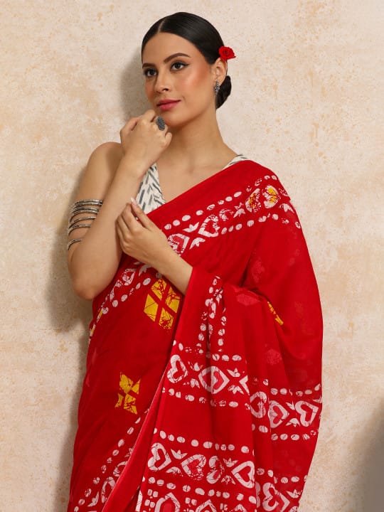 Classic Jaipuri Printed Cotton Mulmul Saree for Women