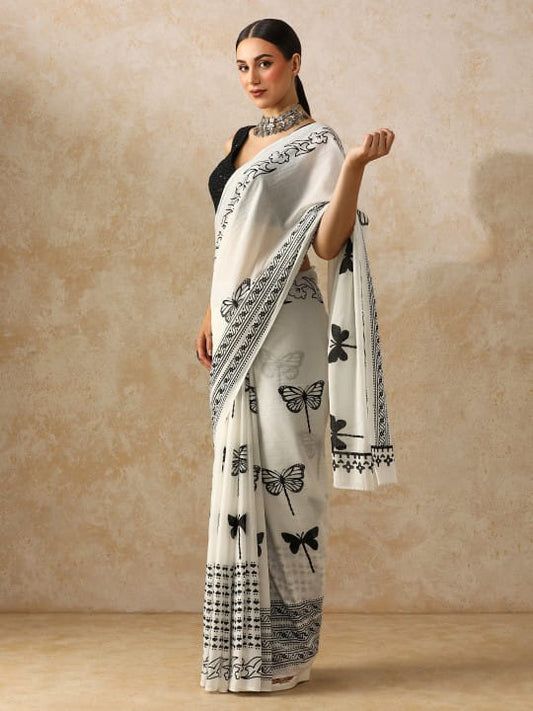 Classic Jaipuri Printed Cotton Mulmul Saree for Women