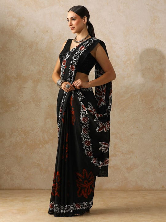 Classic Jaipuri Printed Cotton Mulmul Saree for Women