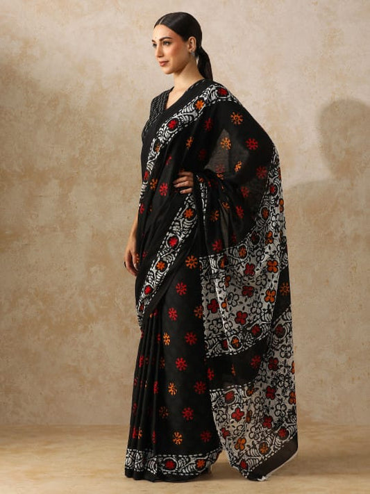 Classic Jaipuri Printed Cotton Mulmul Saree for Women