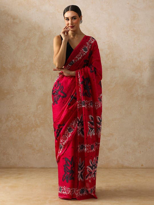 Classic Jaipuri Printed Cotton Mulmul Saree for Women