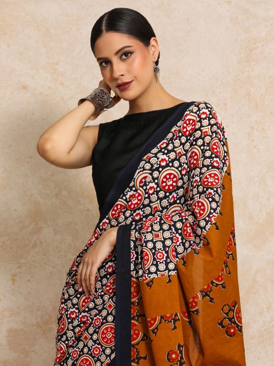 Classic Jaipuri Printed Cotton Mulmul Saree for Women