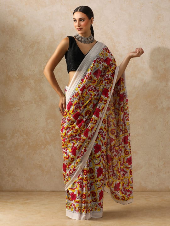 Classic Jaipuri Printed Cotton Mulmul Saree for Women
