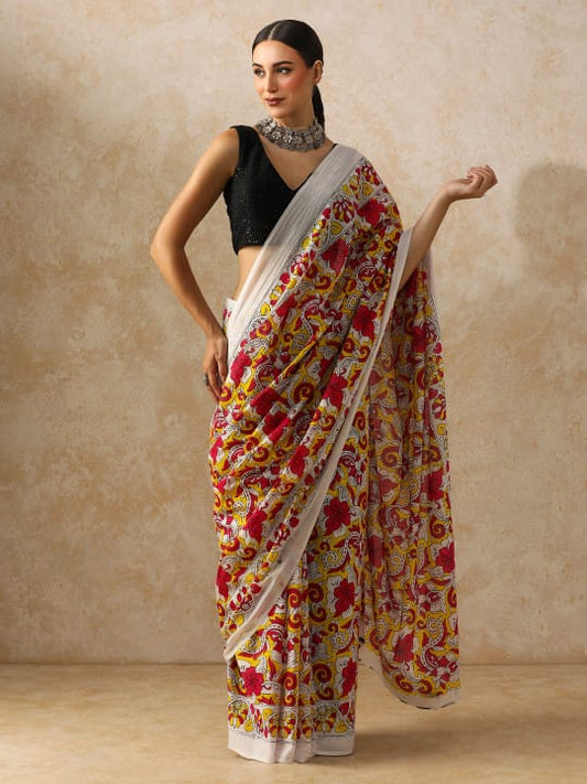 Classic Jaipuri Printed Cotton Mulmul Saree for Women