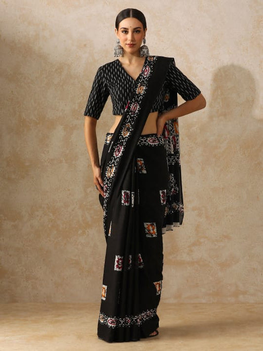 Classic Jaipuri Printed Cotton Mulmul Saree for Women