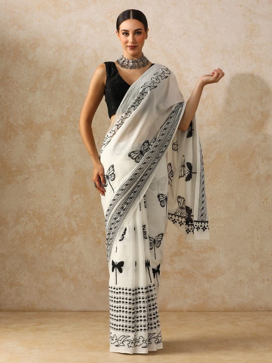 Classic Jaipuri Printed Cotton Mulmul Saree for Women