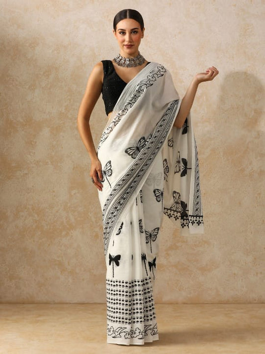 Classic Jaipuri Printed Cotton Mulmul Saree for Women