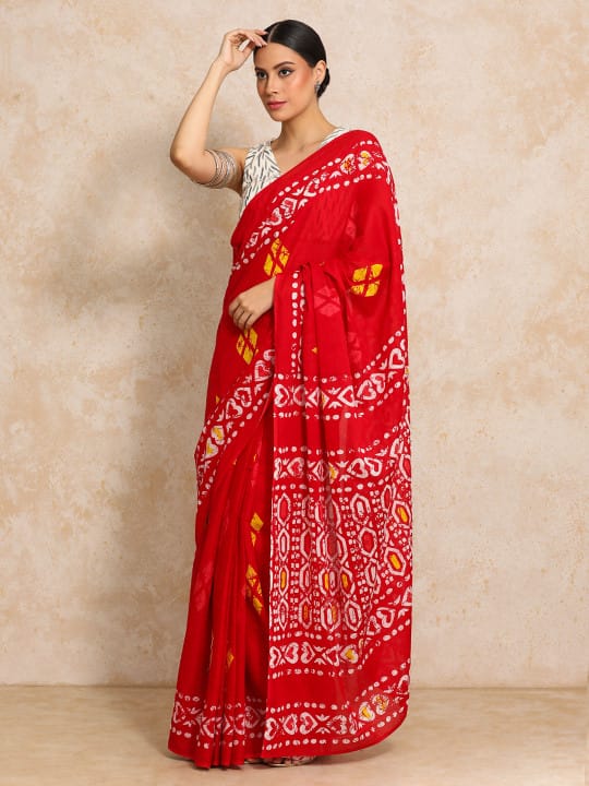 Classic Jaipuri Printed Cotton Mulmul Saree for Women