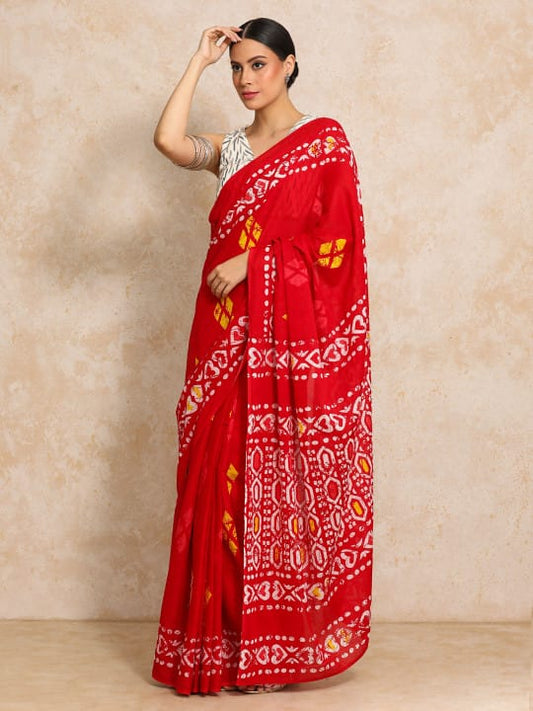 Classic Jaipuri Printed Cotton Mulmul Saree for Women