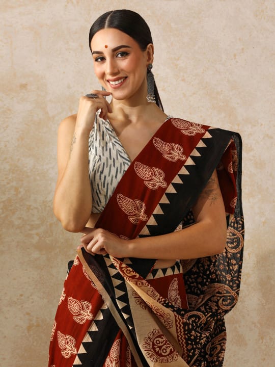 Classic Jaipuri Printed Cotton Mulmul Saree for Women