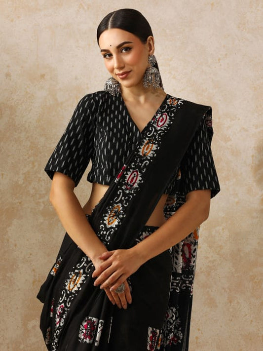 Classic Jaipuri Printed Cotton Mulmul Saree for Women