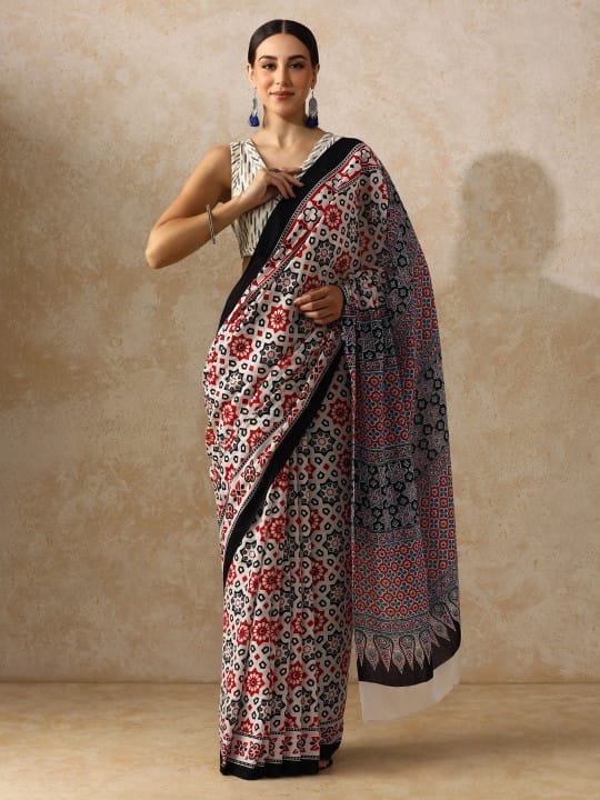 Classic Jaipuri Printed Cotton Mulmul Saree for Women