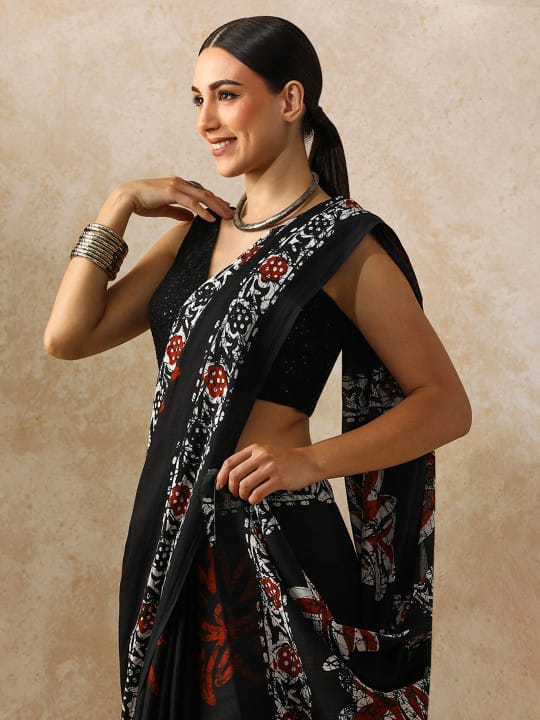 Classic Jaipuri Printed Cotton Mulmul Saree for Women