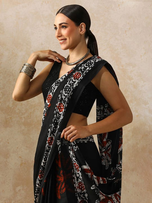 Classic Jaipuri Printed Cotton Mulmul Saree for Women