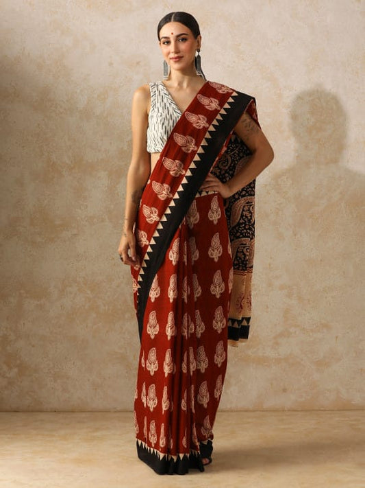 Classic Jaipuri Printed Cotton Mulmul Saree for Women