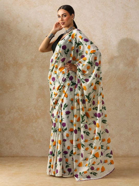 Classic Jaipuri Printed Cotton Mulmul Saree for Women
