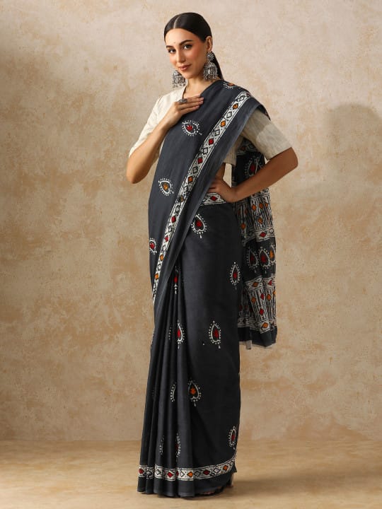 Classic Jaipuri Printed Cotton Mulmul Saree for Women