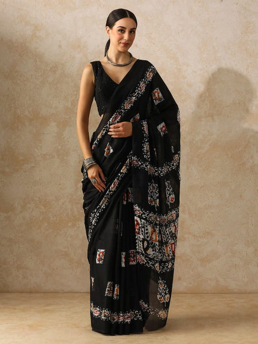 Classic Jaipuri Printed Cotton Mulmul Saree for Women