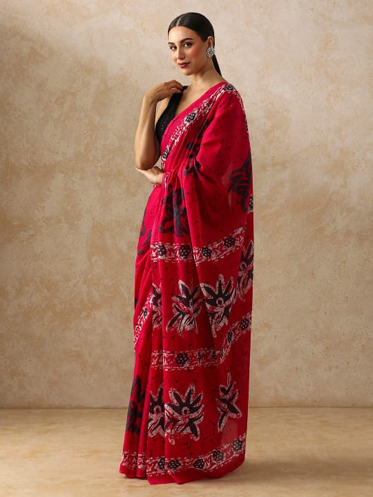 Classic Jaipuri Printed Cotton Mulmul Saree for Women