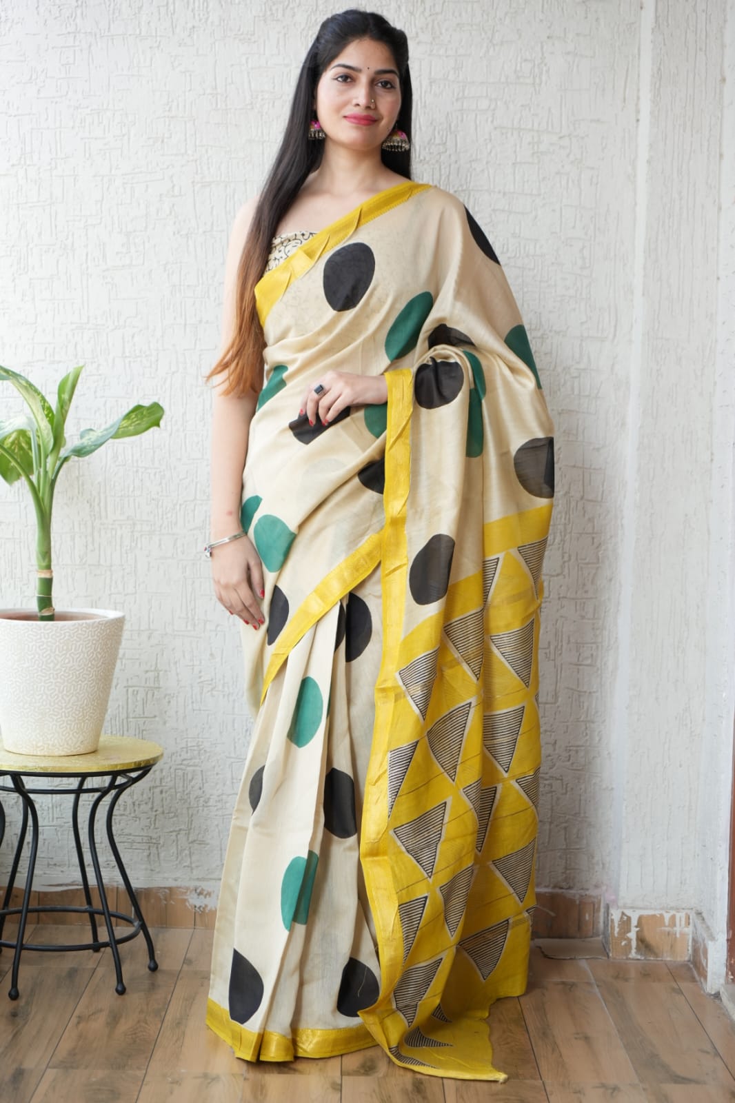 New Designer Hand Block Print Maheshwari Silk Saree