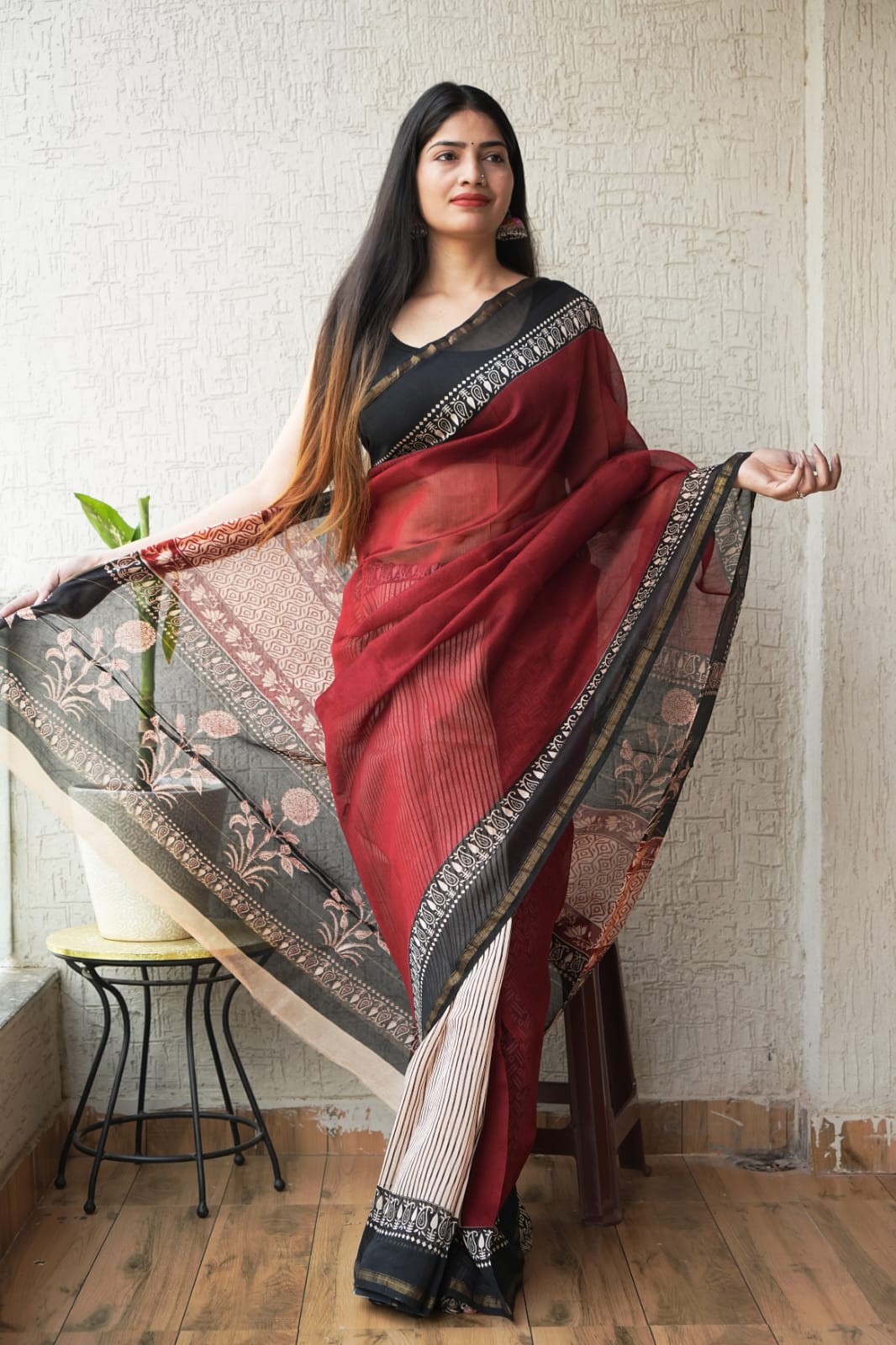 New Designer Hand Block Print Chanderi Silk Saree