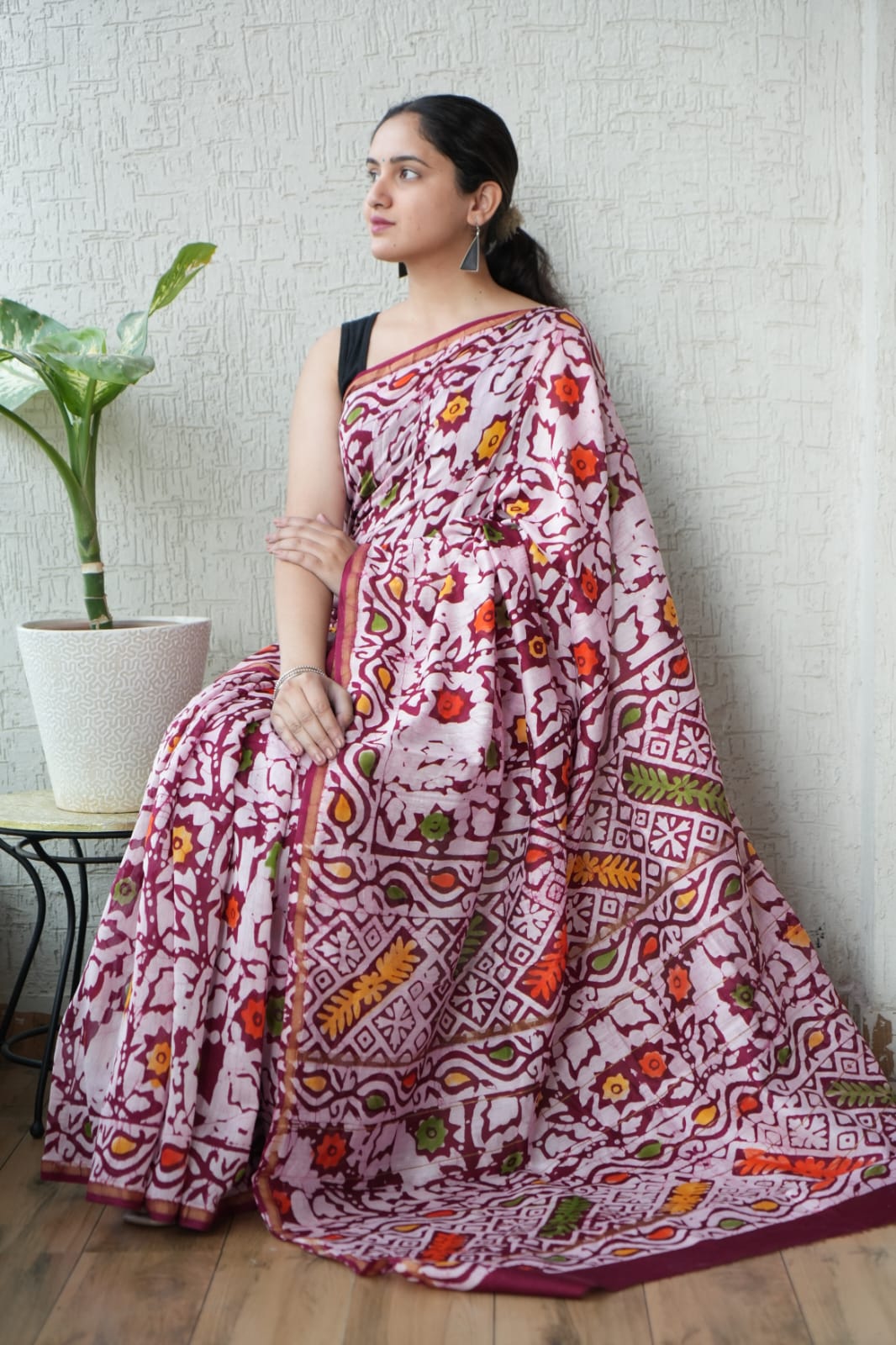 New Designer Hand Block Print Chanderi Silk Saree