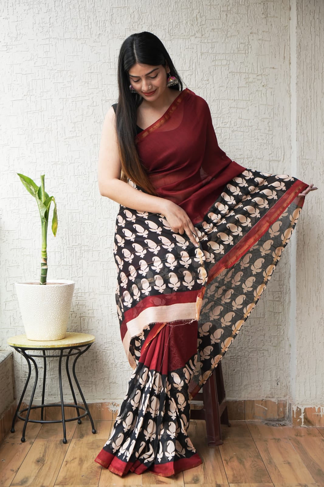 New Designer Hand Block Print Chanderi Silk Saree