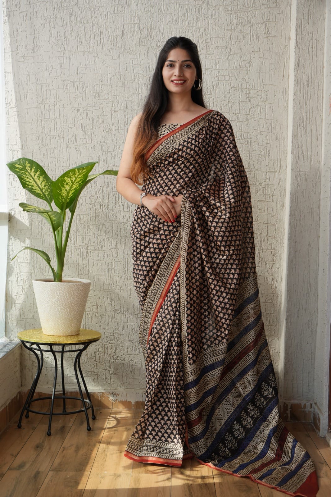 New Designer Hand Block Print Chanderi Silk Saree